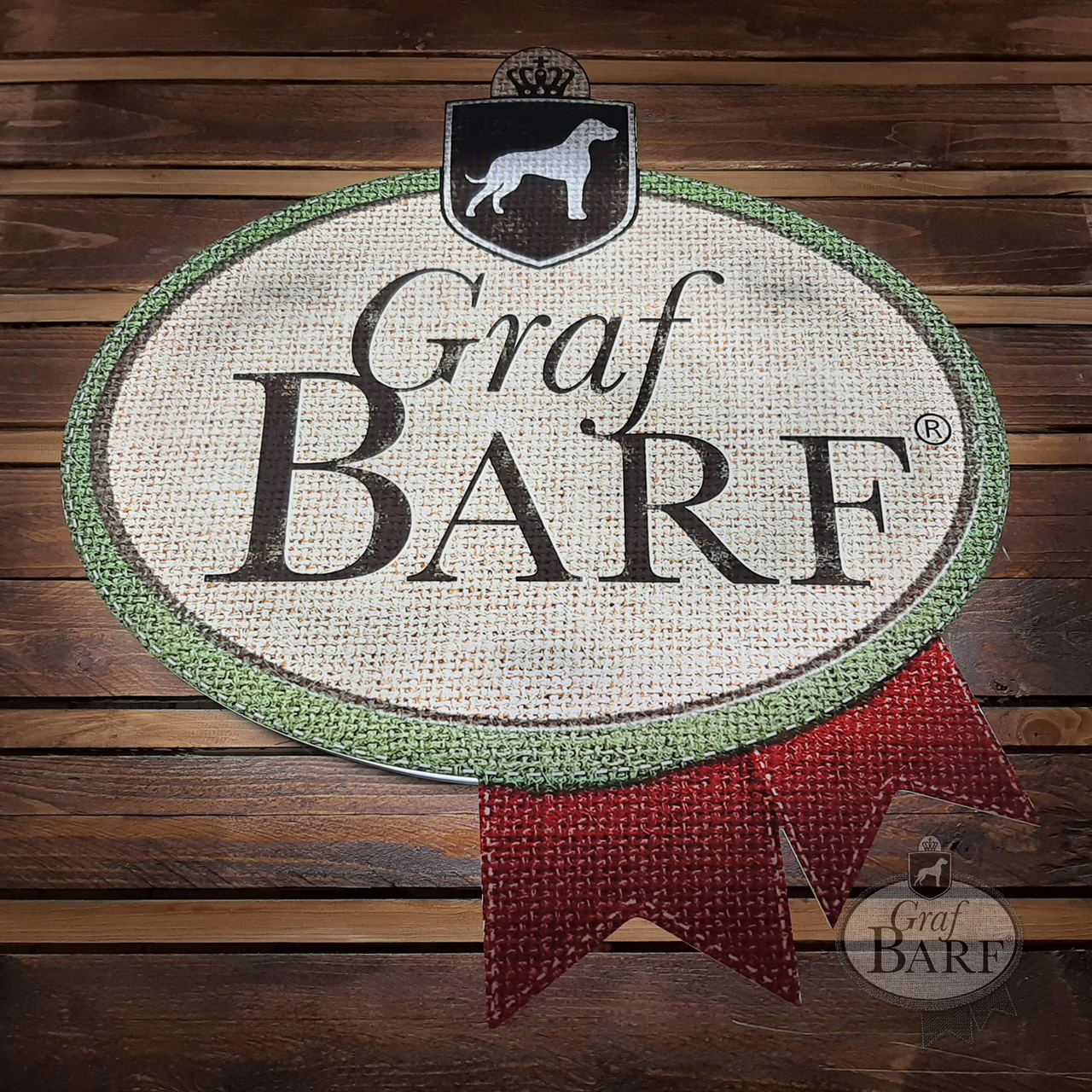 Graf Barf Logo mit Holz Hintergrund Graf Barf Logo mit Holz Hintergrund