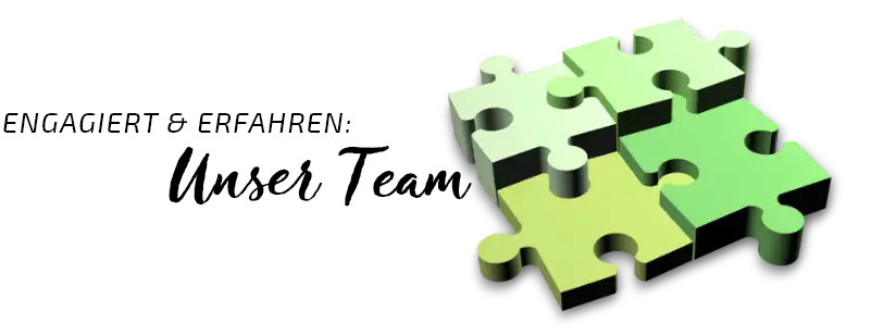 Unser Team Engagiert und erfahren: unser Team vier grüne Puzzleteile