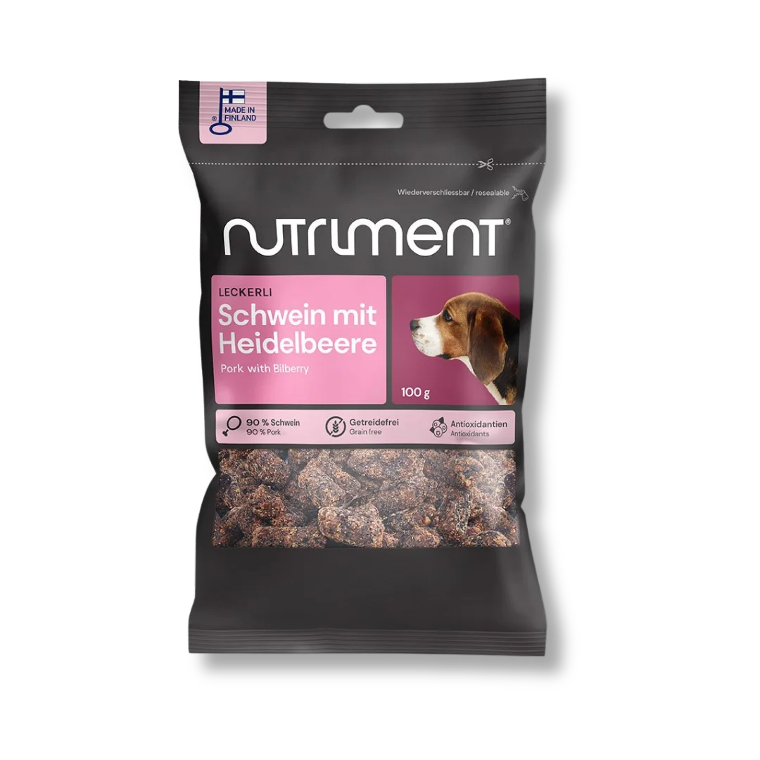 Graf BARF von Nutriment Leckerli Schwein mit Heidelbeere