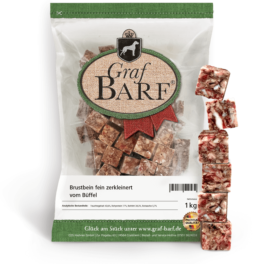 Graf Barf Brustbein fein zerkleinert vom Büffel in Würfelform